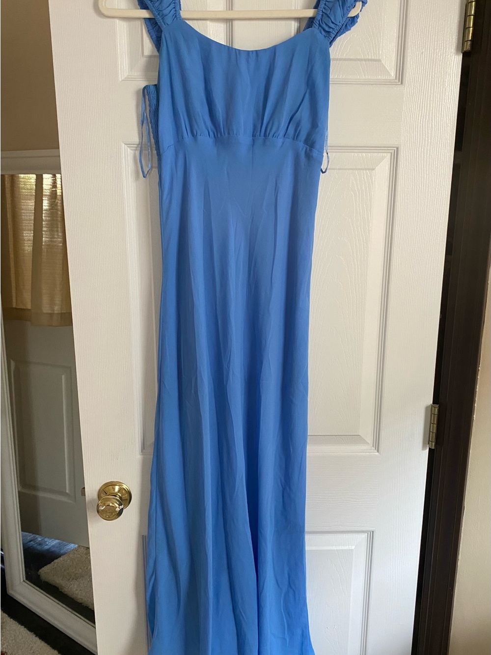 Abercrombie & Fitch Sky Blue Maxi Dress with Ruched Straps